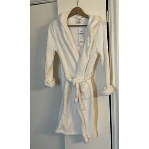 NWT Leveret Bath Robe Girls Boys Size 12 Hooded White Fleece